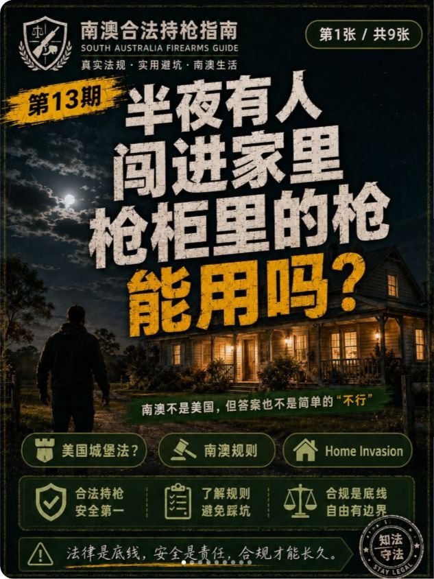 南澳持枪指南第 13 期封面：家里有枪，入室抢劫能用吗？